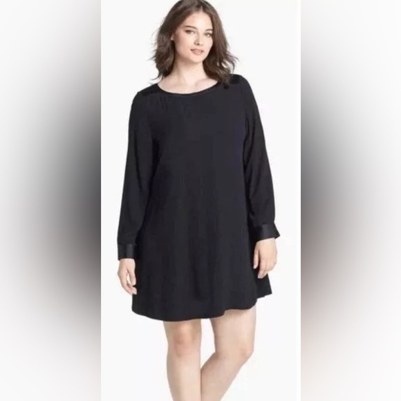 EUC Eileen Fisher- 100% Silk Black Dress. Size M - Picture 1 of 7